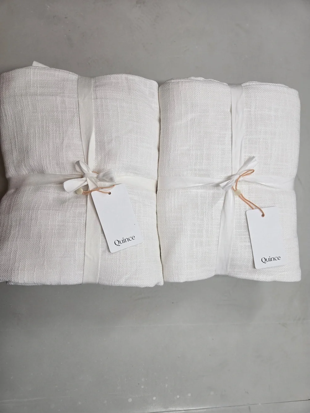 NWT QUINCE Set Of 4 48x96 Cotton Sheer Curtains White 0943